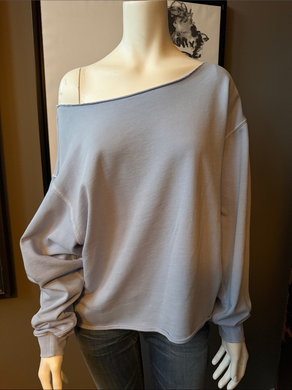 aerie Blue Off-Shoulder Sweatshirt